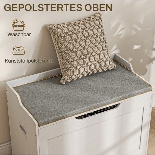 Coffre De Rangement Avec Assise 75 X 40 X 56 Cm Blanc Et Gris