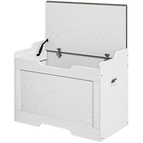 Coffre De Rangement Avec Assise 75 X 40 X 56 Cm Blanc Et Gris