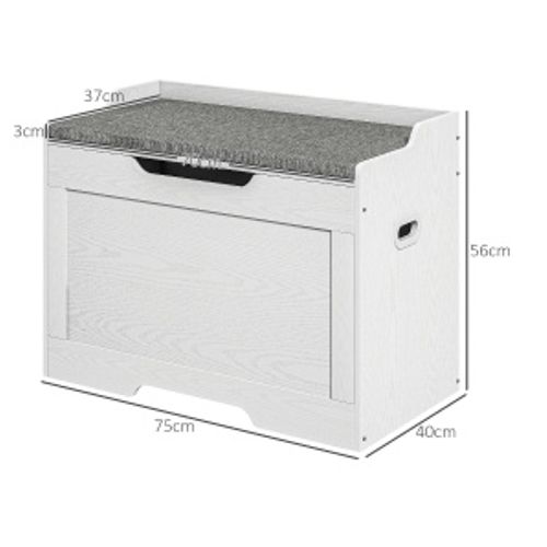 Coffre De Rangement Avec Assise 75 X 40 X 56 Cm Blanc Et Gris