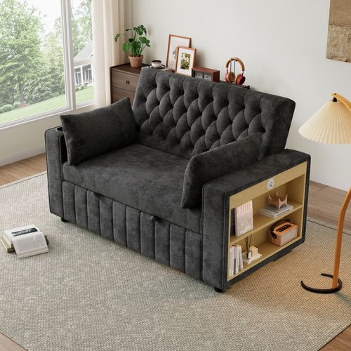 Canapé Convertible 140 X 137 X 84 Cm Dossier Réglable Gris