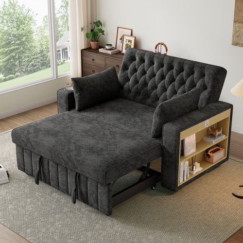 Canapé Convertible 140 X 137 X 84 Cm Dossier Réglable Gris