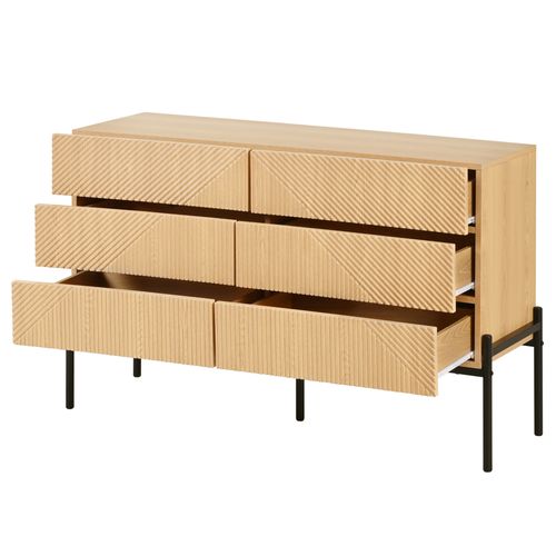 Commode 6 Tiroirs 115,5 X 38 X 75 Cm Naturel