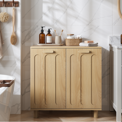 Meuble À Linge Basculant Avec Paniers Amovibles 66 X 35 X 67 Cm Chêne