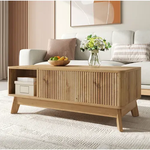 Table Basse Relevable 95 X 48 X 50 Cm Naturel