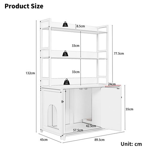 Meuble Pour Litière Chat Avec Rangement 3 Niveaux 2 Portes Marron