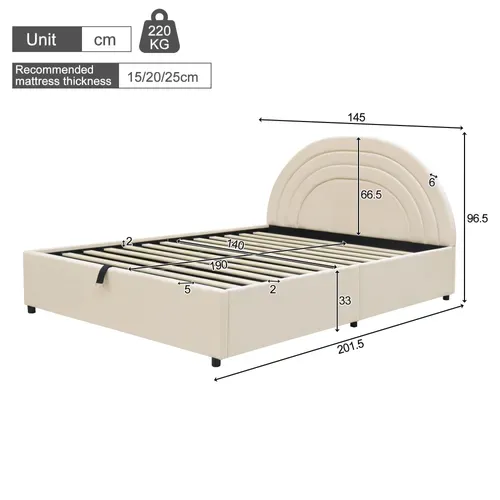 Lit Coffre 140x190 Cm Avec Tête De Lit Beige