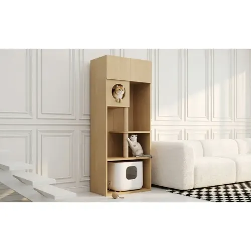 Meuble Pour Chat Avec Arbre À Chat, Griffoir Et Rangement