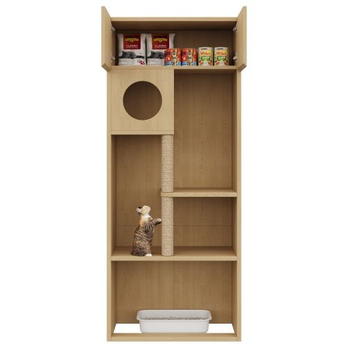 Meuble Pour Chat Avec Arbre À Chat, Griffoir Et Rangement