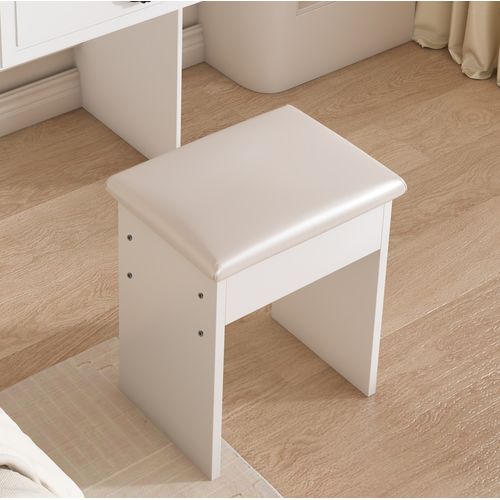 Coiffeuse Avec Miroir LED 3 Lumières, Rangements Cachés Et Tabouret, Format Compact, Mdf Blanc