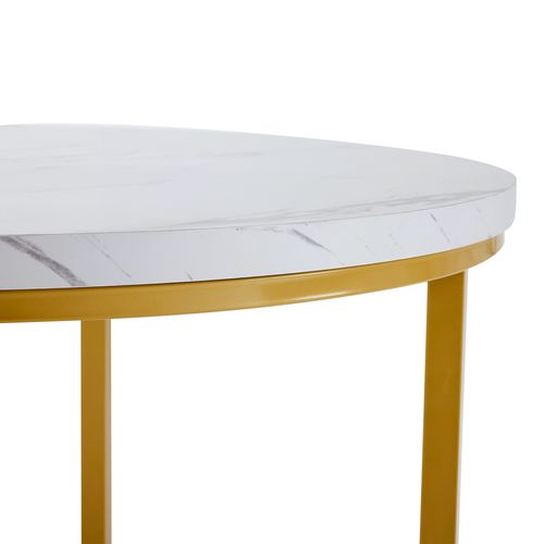 Ensemble Table Et Chaises Avec 1 Table Ronde Et 4 Chaises En Velours, Blanc