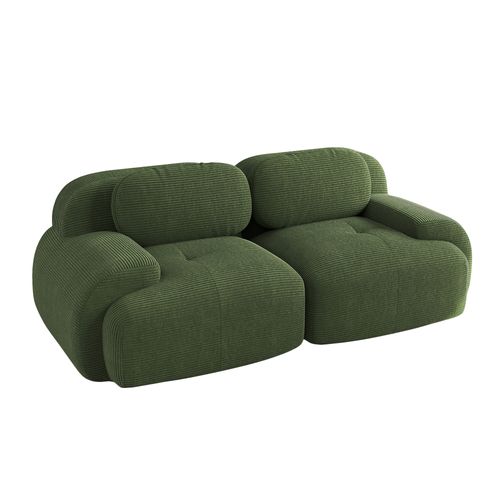 Canapé D'angle En Velours Côtelé, Modulaire Sans Cadre Avec Accoudoirs Courbés, Vert