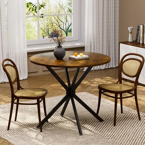 Table De Salle À Manger Ronde 1 À 4 Personnes Avec Gain De Place, Marron Et Noir, 90 X 90 X 78 Cm