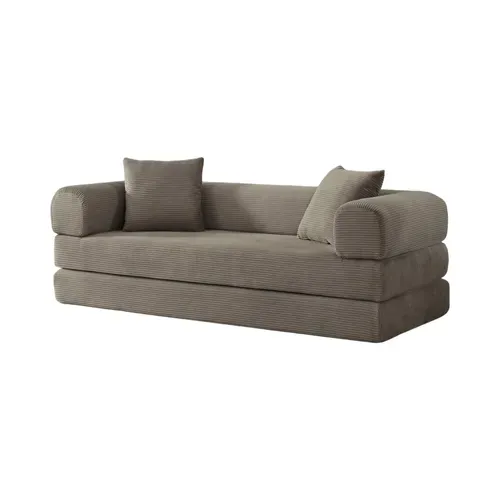 Canapé Compressé Convertible 3 Places En Velours, Modulable Et Couchage 1 Personne, Taupe