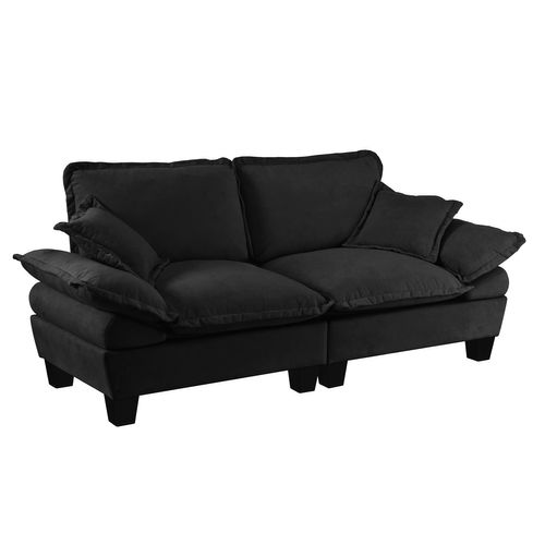 Canapé Modulaire 2 Places En Chenille, Avec Accoudoirs Amovibles, Noir — free download