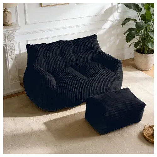 Fauteuil Pouf Compressé En Flanelle, Avec Mousse Mémoire Et Base Antidérapante, Noir