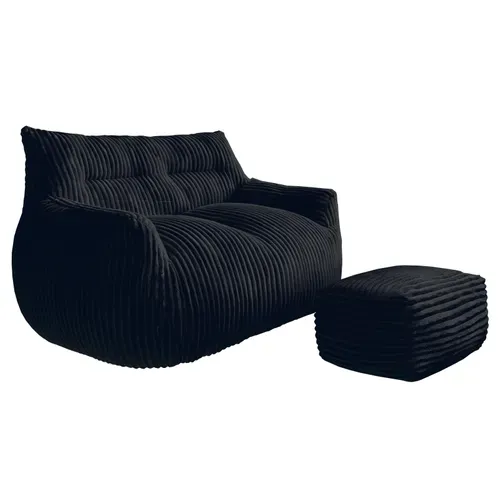 Fauteuil Pouf Compressé En Flanelle, Avec Mousse Mémoire Et Base Antidérapante, Noir