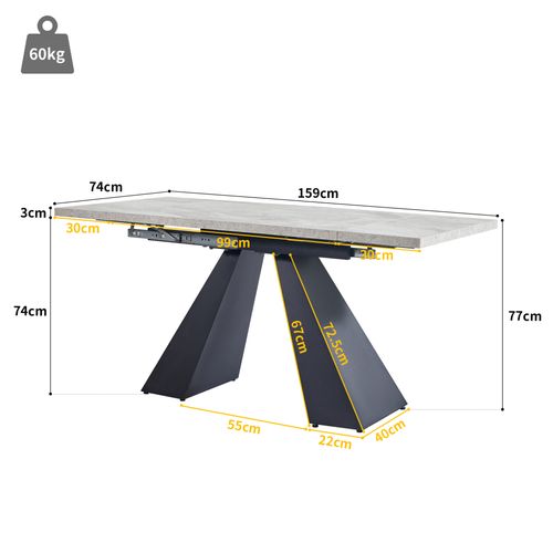 Ensemble De Salle À Manger Extensible 5 Pièces 99-159 Cm Gris Et Noir