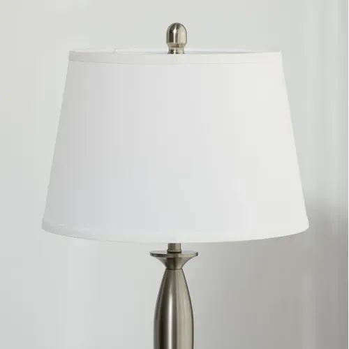 Lampadaire Et 2 Lampes De Table E27 162 Cm Argent Et Blanc