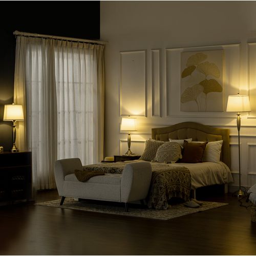 Lampadaire Et 2 Lampes De Table E27 162 Cm Argent Et Blanc