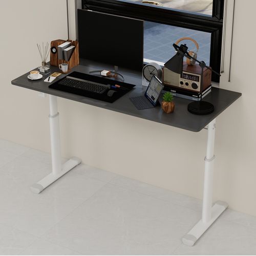 Bureau Réglable En Hauteur 120 X 60 Cm Gris, Manuel