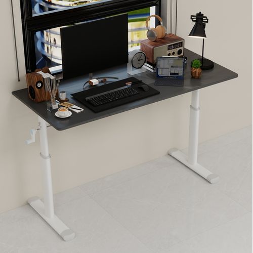 Bureau Réglable En Hauteur 120 X 60 Cm Gris, Manuel