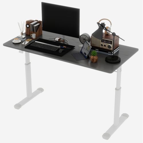 Bureau Réglable En Hauteur 120 X 60 Cm Gris, Manuel