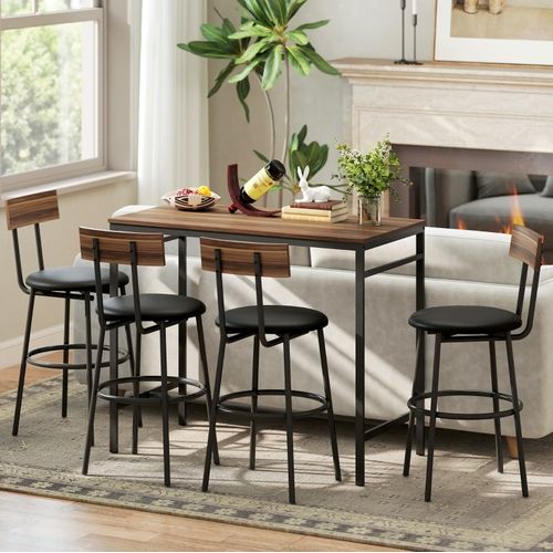 Ensemble De Bar 5 Pièces 110 X 55 X 90 Cm Brun Et Noir - Ensemble table ...