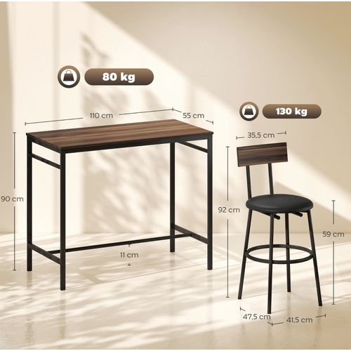 Ensemble De Bar 5 Pièces 110 X 55 X 90 Cm Brun Et Noir - Ensemble table ...
