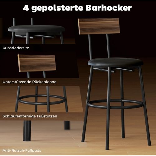 Ensemble De Bar 5 Pièces 110 X 55 X 90 Cm Brun Et Noir - Ensemble table ...