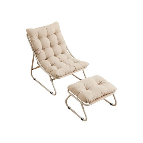 Chaise De Patio Avec Pouf 65 X 78 X 86 Cm Beige
