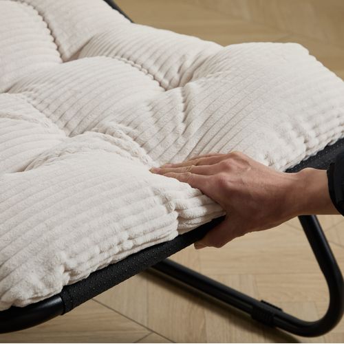 Chaise De Jardin Avec Pouf 65 X 78 X 86 Cm Noir Et Blanc