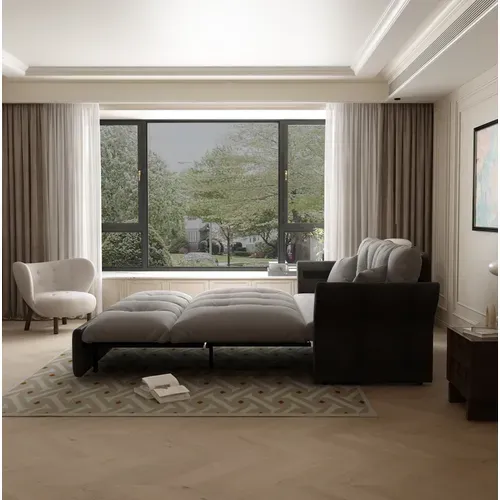 Canapé-lit Convertible 3-en-1 190 Cm Avec 2 Coussins Gris Clair
