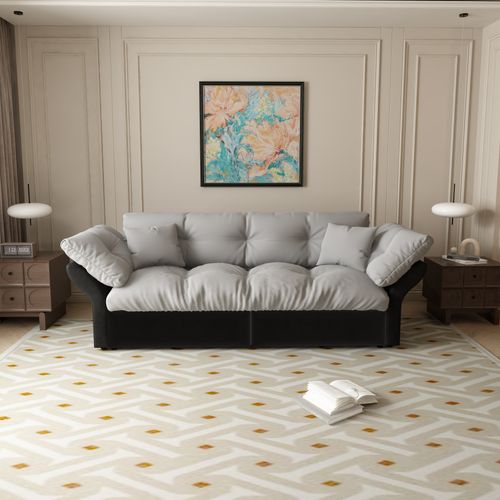 Canapé-lit Convertible 3-en-1 190 Cm Avec 2 Coussins Gris Clair