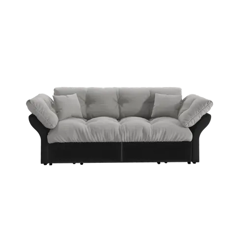Canapé-lit Convertible 3-en-1 190 Cm Avec 2 Coussins Gris Clair
