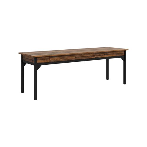 Bureau Double Avec 2 Tiroirs 200 X 60 X 82 Cm Noir Et Brun Rustique