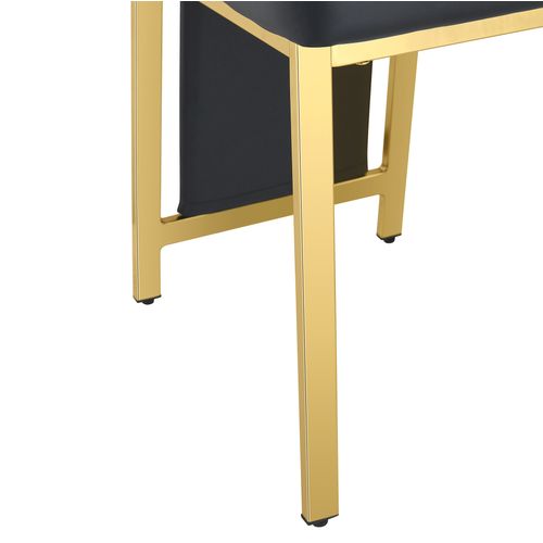 Ensemble Table À Manger Ronde 88 Cm Et 4 Chaises Noir, Doré Et ...
