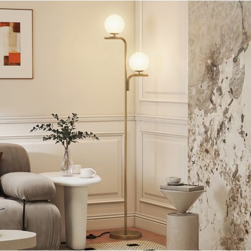 Lampadaire LED 170 Cm Doré À 3 Températures De Couleur Et Interrupteur Au Pied