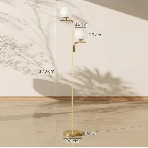 Lampadaire LED 170 Cm Doré À 3 Températures De Couleur Et Interrupteur Au Pied