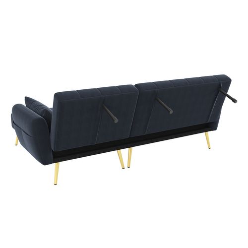 Canapé D'angle Réversible Convertible - 2-3 Places - Dossier Réglable - Velours - Noir