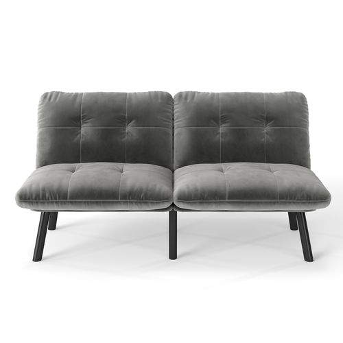 Canapé Convertible En Velours Avec Fonction Lit - Gris