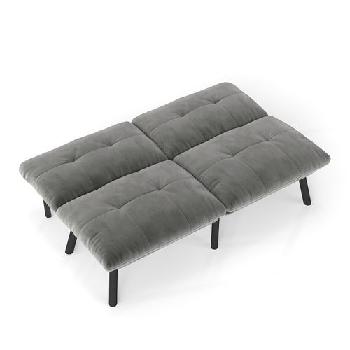 Canapé Convertible En Velours Avec Fonction Lit - Gris