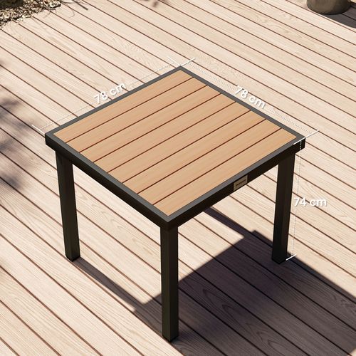 Table À Manger Extérieure 4 Personnes - Plateau Aspect Bois - Aluminium - Naturel 78 X 78 X 74 Cm