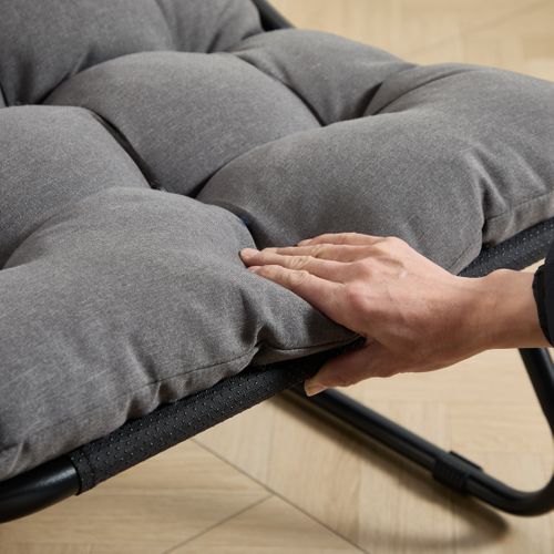Fauteuil Avec Pouf D'extérieur - Structure En Acier - Coussin épais - Gris