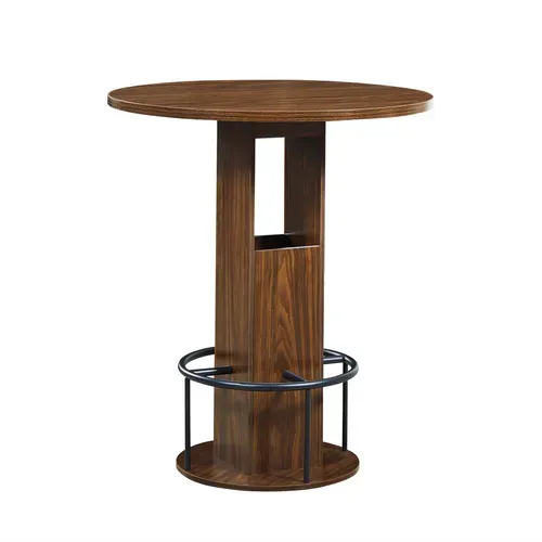 Table De Salle A Manger Ronde Avec 2 Tabourets - Rangement Integre - Noyer