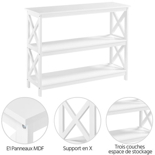 Table Console En Bois Meuble D'entrée Pied En X Stable Blanc Table Salon Moderne