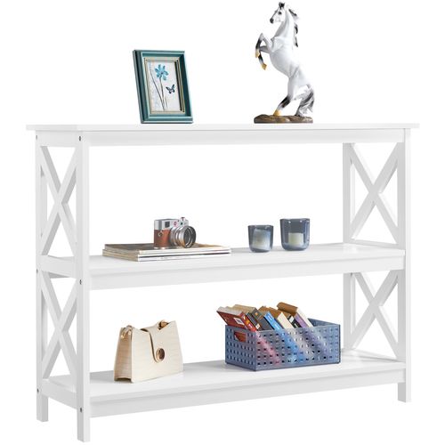 Table Console En Bois Meuble D'entrée Pied En X Stable Blanc Table Salon Moderne