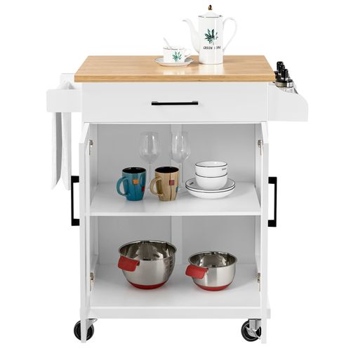 Desserte Cuisine Roulettes Chariot Meuble Cuisne Salle à Manger Multi Rangement Blanc