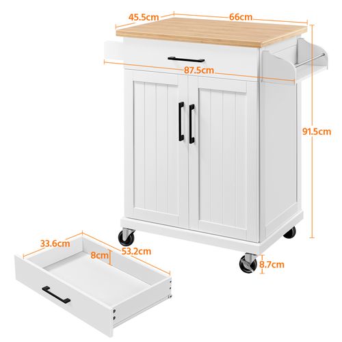 Desserte Cuisine Roulettes Chariot Meuble Cuisne Salle à Manger Multi Rangement Blanc