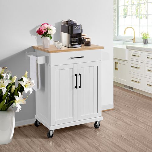 Desserte Cuisine Roulettes Chariot Meuble Cuisne Salle à Manger Multi Rangement Blanc
