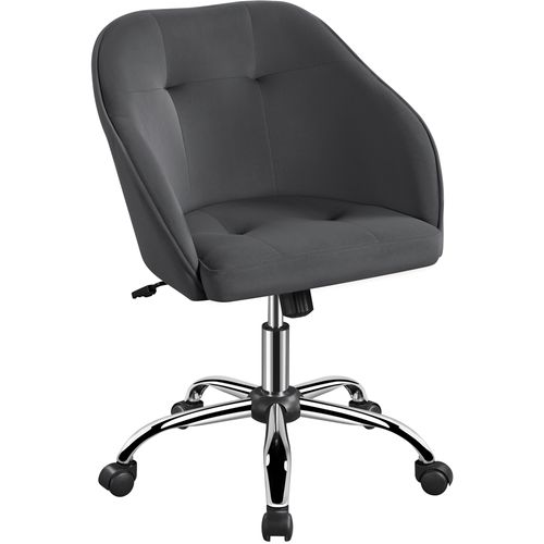Chaise De Bureau Capitonné à Roulettes En Velours Gris